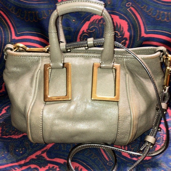 Chloe Taupe Brown Shoulder Bag with Gold Accents - Picture 4 of 14